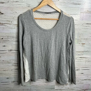 Ella moss eyelet top gray blouse white size medium